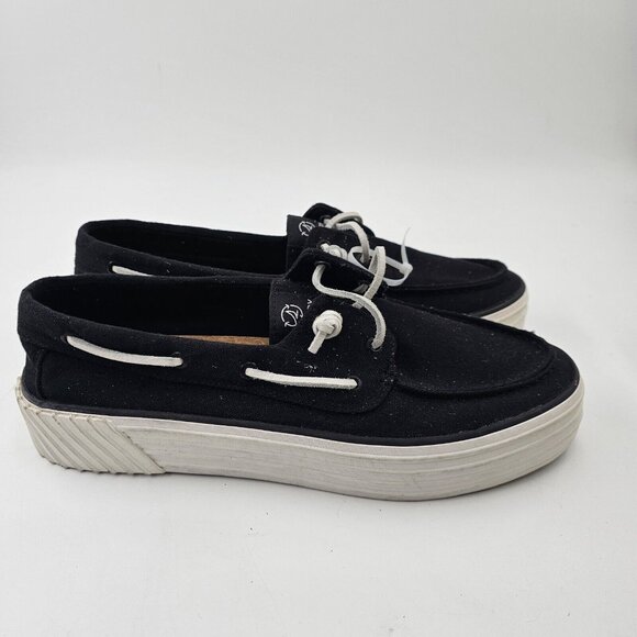 Sperry Women's Bahama 2.0 Black Platform Sneakers Size 11 - Picture 2 of 10